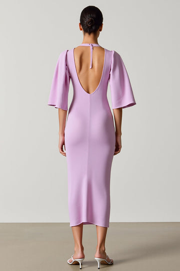 Robe à manches volantées violet clair avec fente